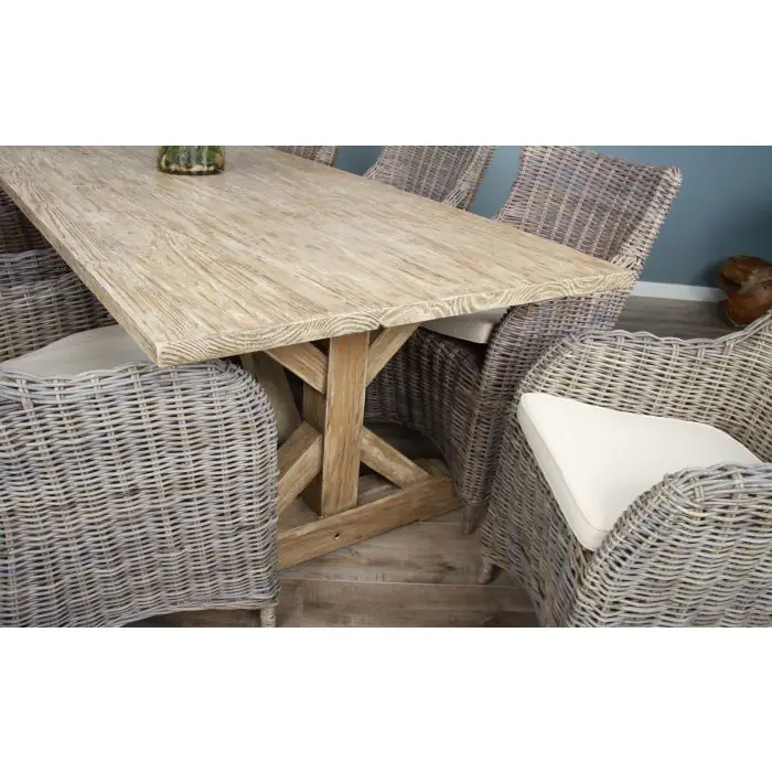 2.4m Farmhouse Cross Dining Table with 8 Donna Armchairs - 6