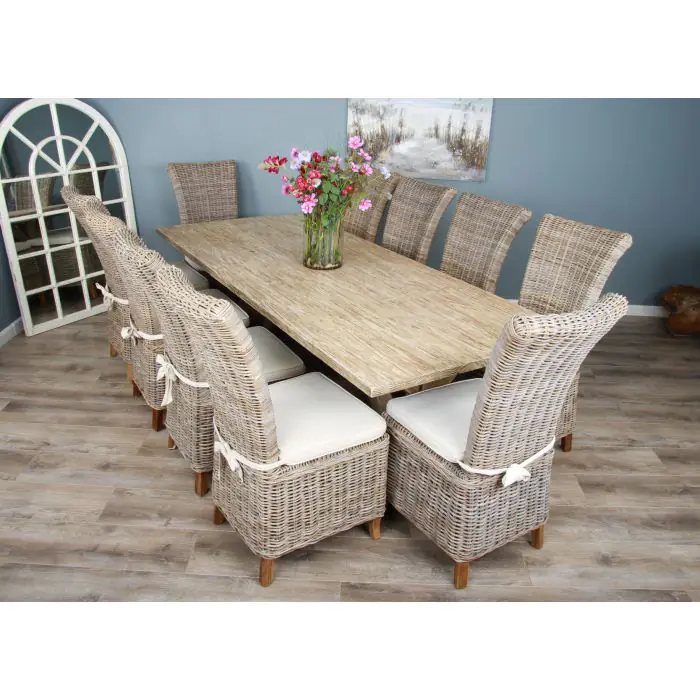 2.4m Farmhouse Cross Dining Table with 8 Latifa Chairs - 2