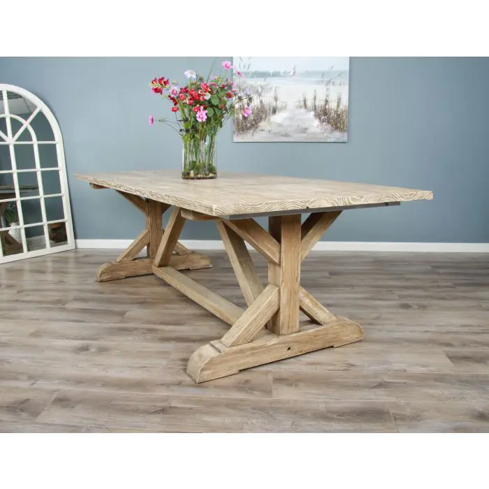 2.4m Farmhouse Cross Dining Table with 8 Donna Armchairs - 8