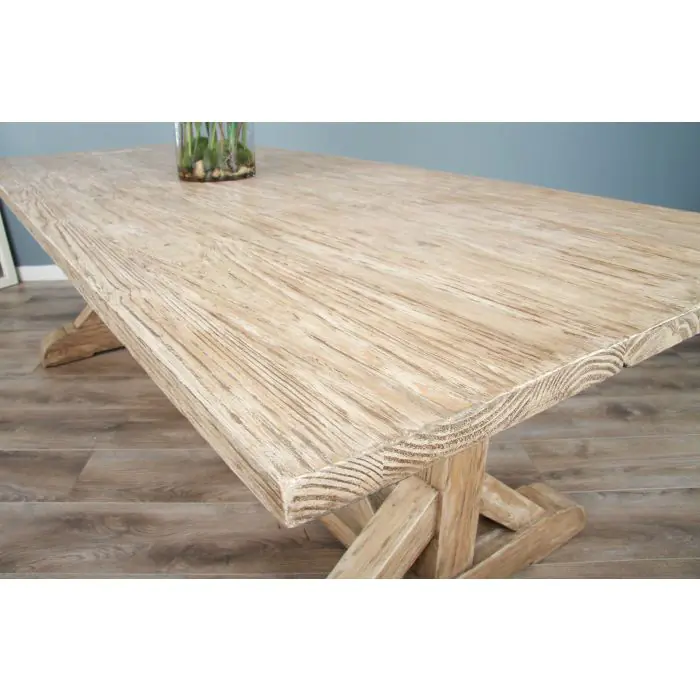 2.4m Farmhouse Cross Dining Table with 3 Donna Armchairs & 1 Backless Bench - 10