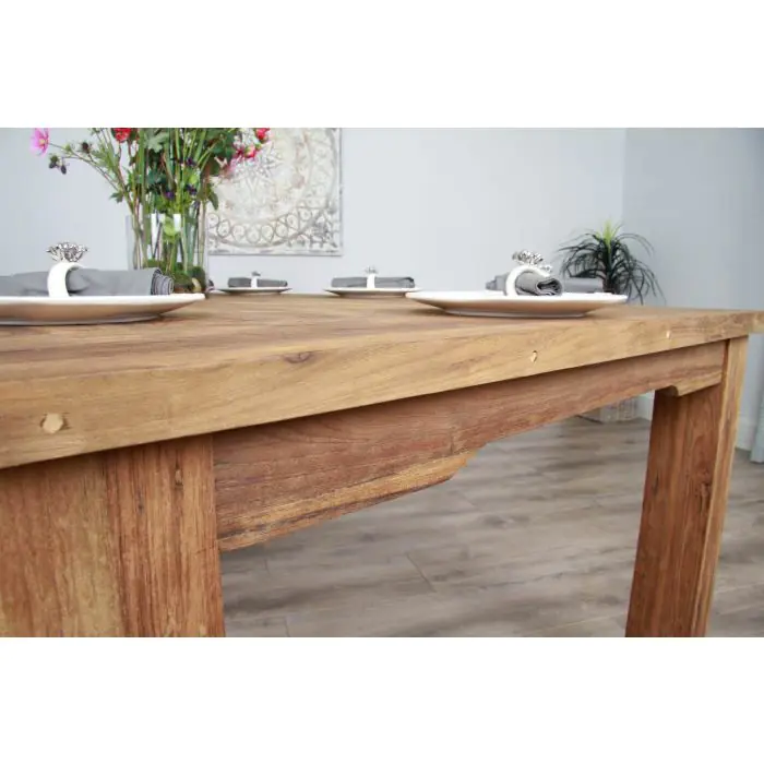 2.4m Reclaimed Teak Taplock Dining Table with 8 Velveteen Dining Chairs - 8