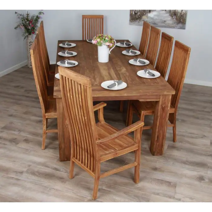 2.4m Reclaimed Teak Taplock Dining Table with 8 Vikka Chairs & 2 Vikka Armchairs  - 3