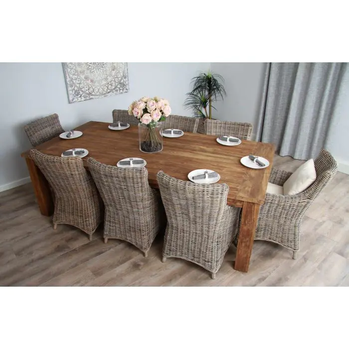 2.4m Reclaimed Teak Taplock Dining Table with 8 Donna Chairs - 1