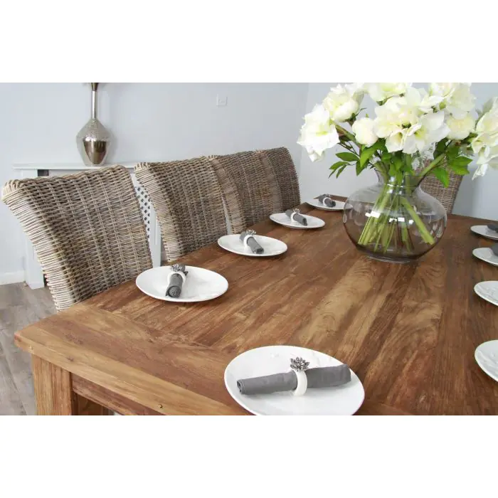 2.4m Reclaimed Teak Taplock Dining Table with 10 Latifa Chairs - 4