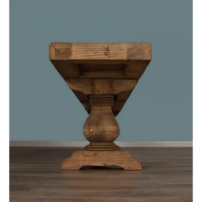 2.7m Reclaimed Elm Pedestal Dining Bench - 2