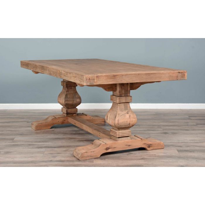 1.8m Reclaimed Elm Pedestal Dining Table Sustainable Furniture