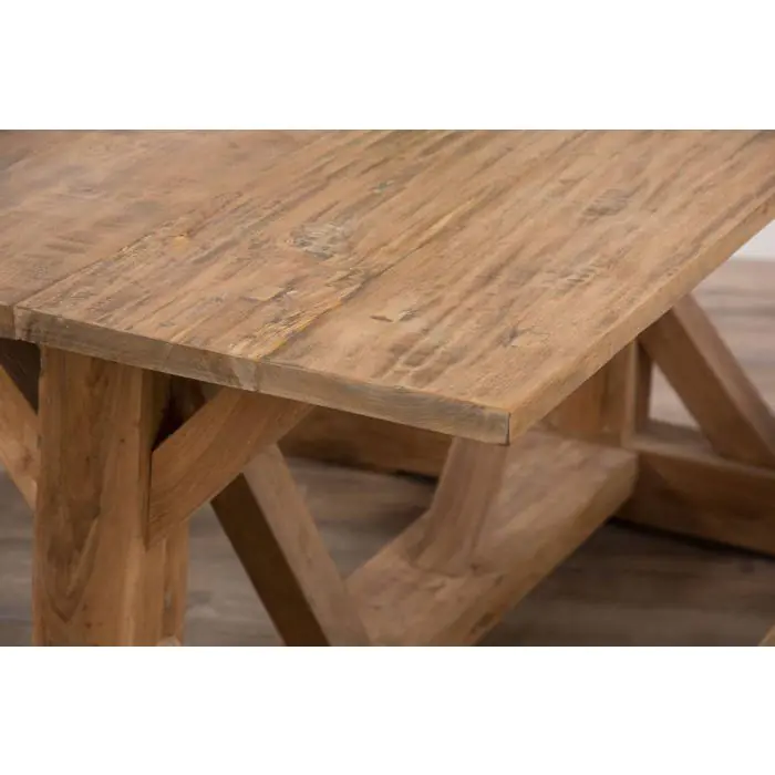 2m Reclaimed Teak Refectory Dining Table with 1 Backless Bench & 5 Windsor Ring Back Chairs    - 5