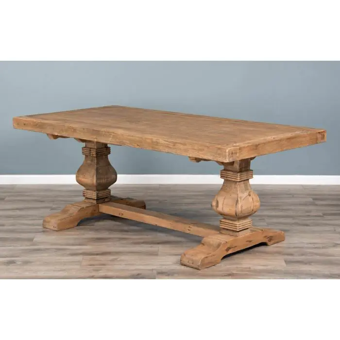 2m Reclaimed Elm Pedestal Dining Table - 6