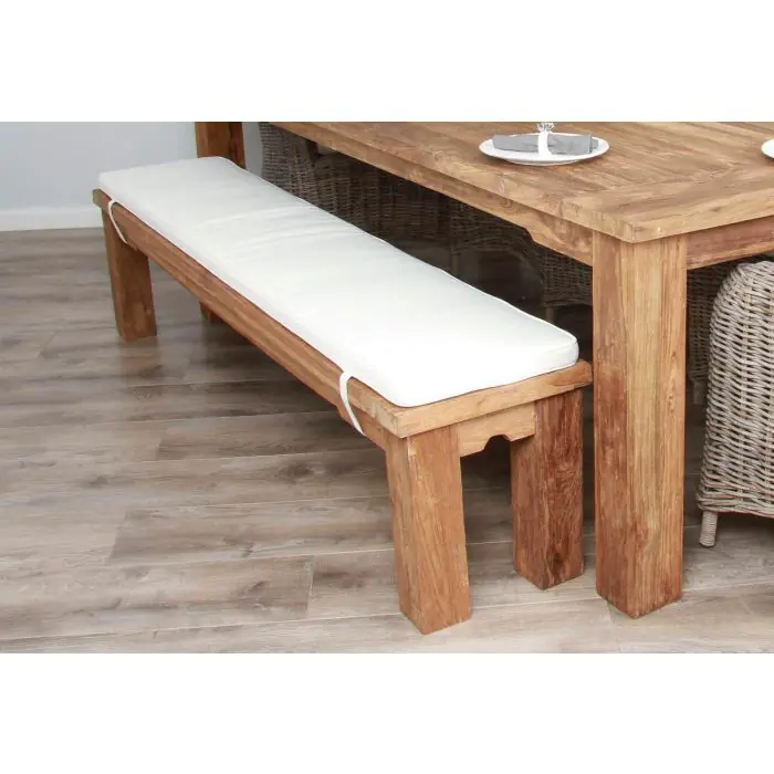 2.4m Reclaimed Teak Taplock Dining Table with 2 Backless Benches & 2 Latifa Chairs - 6