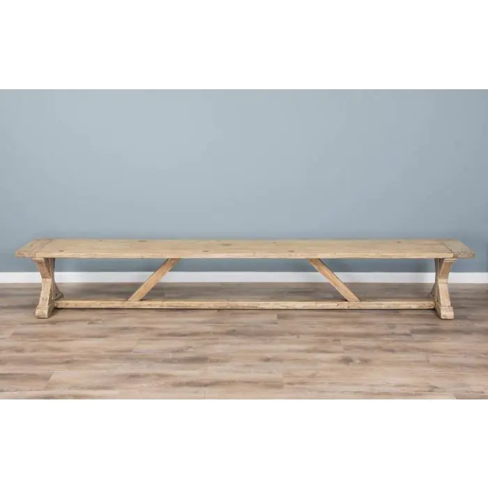 3m Farmhouse Cross Dining Table with 2 Backless Benches - 16