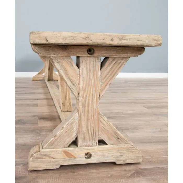 3m Farmhouse Cross Dining Table with 2 Backless Benches - 12