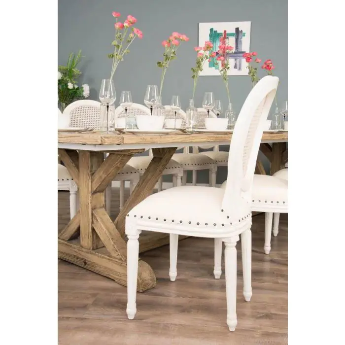 3m Farmhouse Cross Dining Table with 10 Ellena Chairs & 2 Armchairs  - 1
