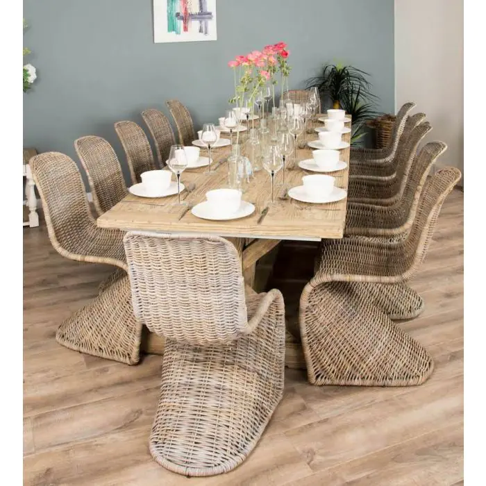 3m Farmhouse Cross Dining Table with 12 Stackable Zorro Chairs - 2