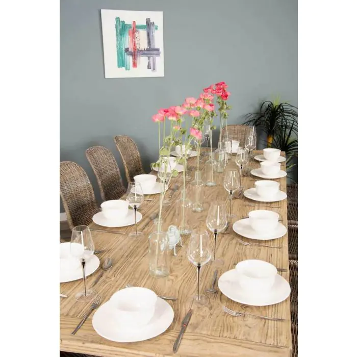 3m Farmhouse Cross Dining Table with 12 Stackable Zorro Chairs - 4