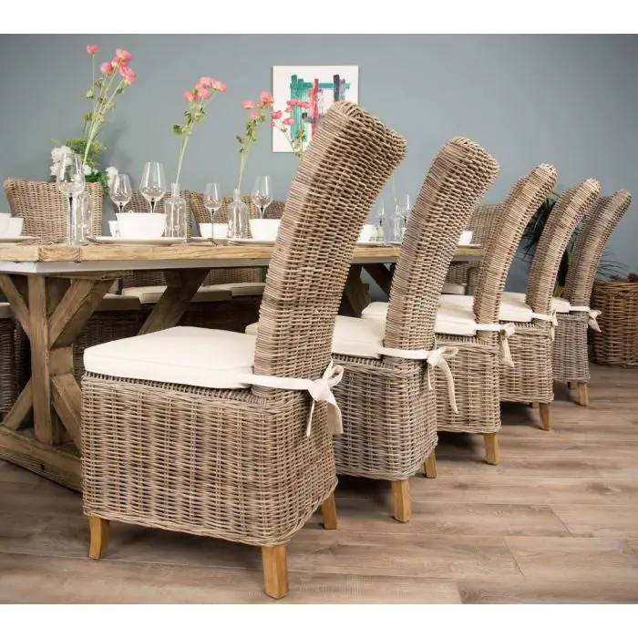 3m Farmhouse Cross Dining Table with 10 Latifa Chairs & 2 Armchairs - 2