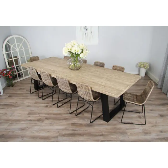 3m Industrial Chic Cubex Dining Table with Black Legs & 10 Urban Fusion Chairs - 3