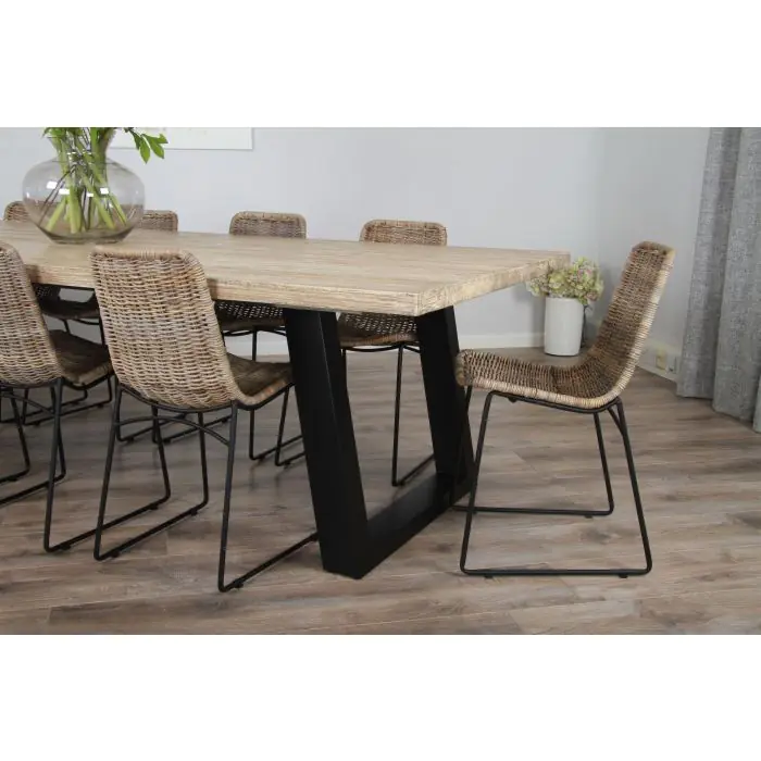 3m Industrial Chic Cubex Dining Table with Black Legs & 10 Urban Fusion Chairs - 4