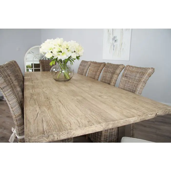 3m Industrial Chic Cubex Dining Table with Stainless Steel Legs & 10 Latifa Chairs - 9