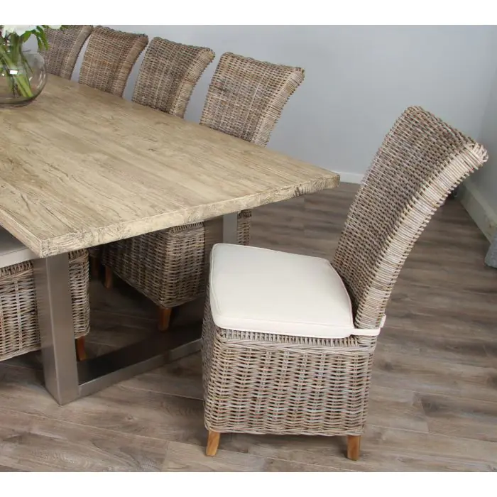 3m Industrial Chic Cubex Dining Table with Stainless Steel Legs & 10 Latifa Chairs - 3
