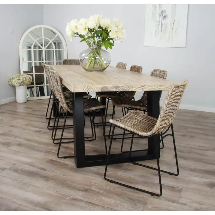 2.4m Industrial Chic Cubex Dining Table with Black Legs & 6 Urban Fusion Chairs   - 2