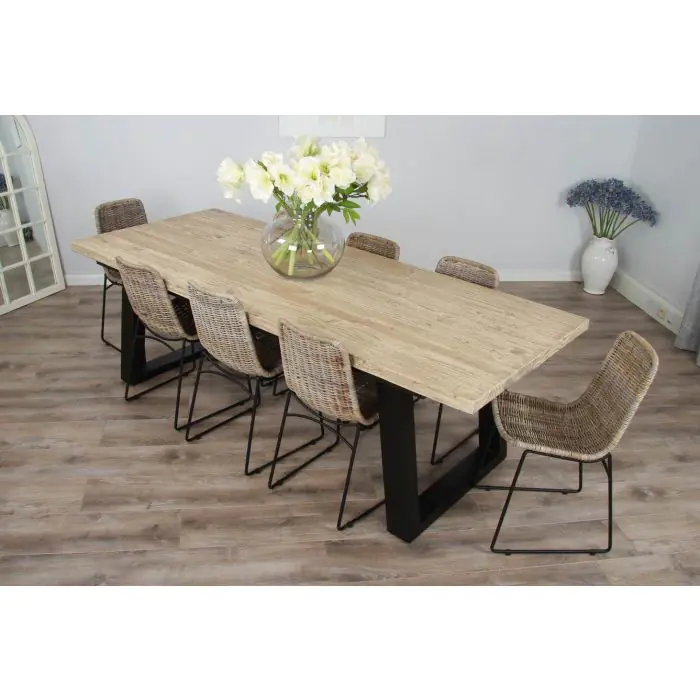 2.4m Industrial Chic Cubex Dining Table with Black Legs & 6 Urban Fusion Chairs   - 4