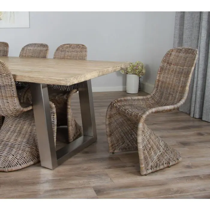 3m Industrial Chic Cubex Dining Table with Stainless Steel Legs & 10 Stackable Zorro Chairs - 7