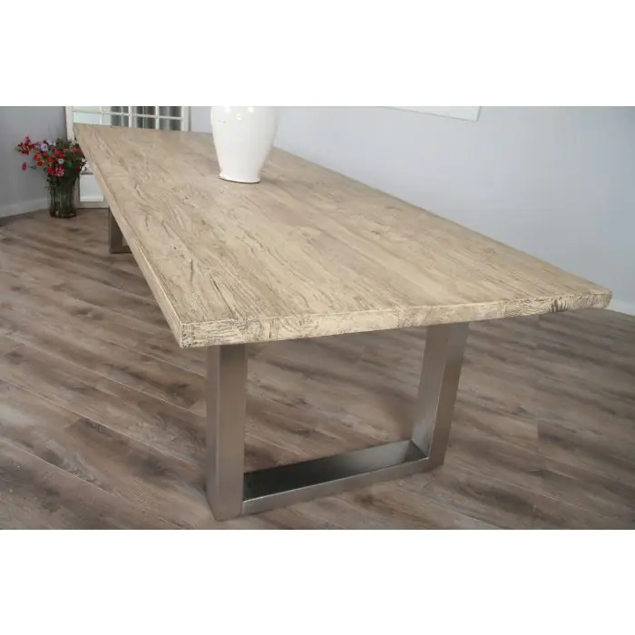 3m Industrial Chic Cubex Dining Table - Stainless Steel Legs - 10
