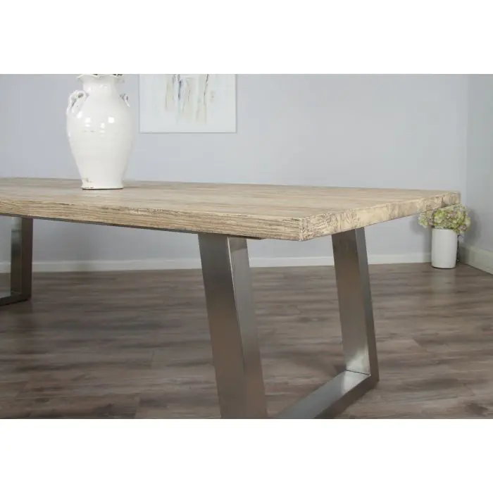 3m Industrial Chic Cubex Dining Table with Stainless Steel Legs & 10 Stackable Zorro Chairs - 11