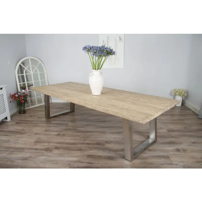 3m Industrial Chic Cubex Dining Table - Stainless Steel Legs - 2