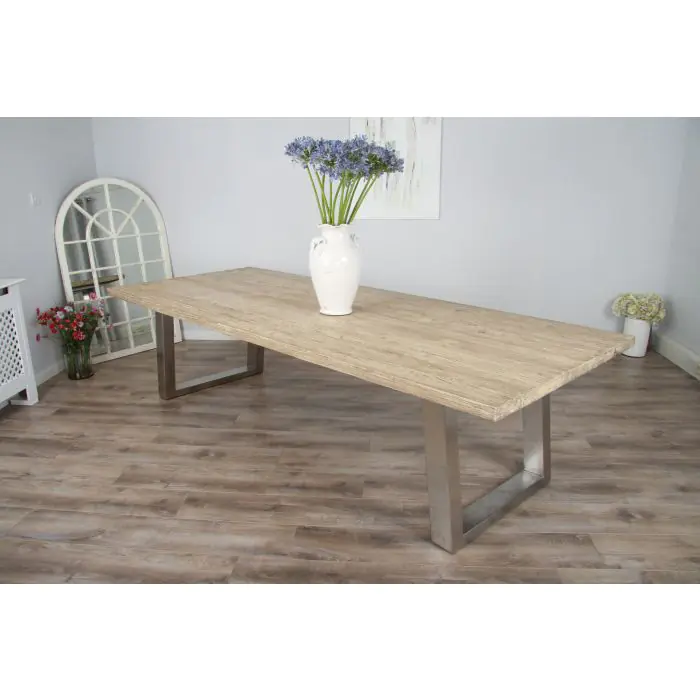 3m Industrial Chic Cubex Dining Table - Stainless Steel Legs - 3