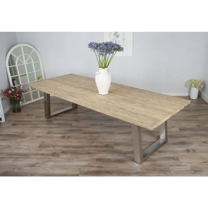 3m Industrial Chic Cubex Dining Table - Stainless Steel Legs - 5