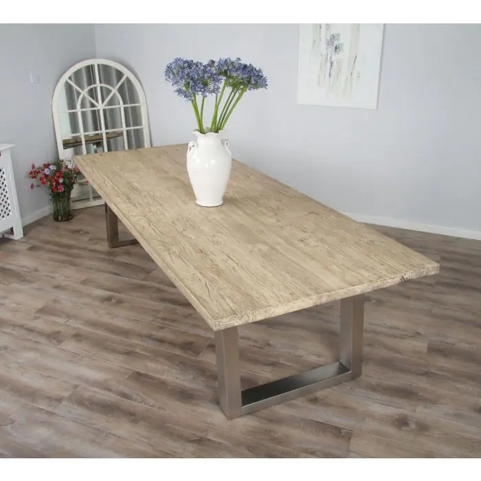 3m Industrial Chic Cubex Dining Table - Stainless Steel Legs - 6