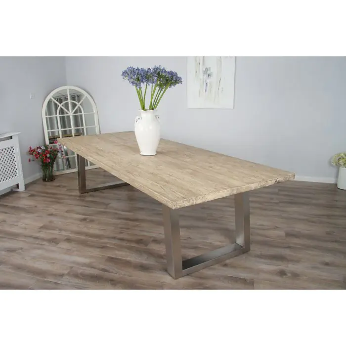 3m Industrial Chic Cubex Dining Table - Stainless Steel Legs - 7