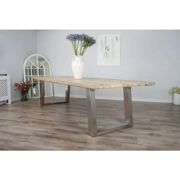 3m Industrial Chic Cubex Dining Table - Stainless Steel Legs - 8