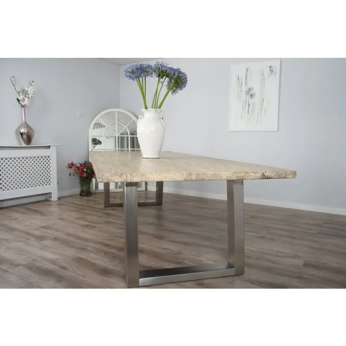 3m Industrial Chic Cubex Dining Table with Stainless Steel Legs & 10 Stackable Zorro Chairs - 10