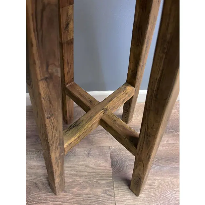 Reclaimed Teak Circular Barstool - 2