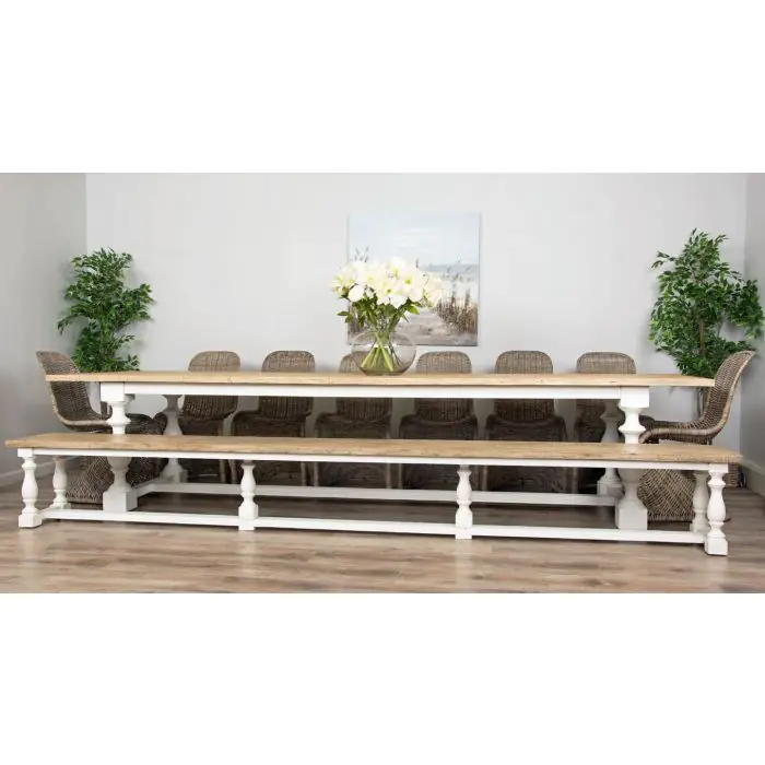  3.6m Ellena Dining Table with 8 Stackable Zorro Chairs & 1 Backless Bench   - 1