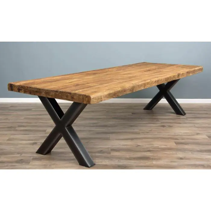 3m Reclaimed Teak Urban Fusion Dining Table with 1 Backless Bench and 5 Zorro Chairs - 15