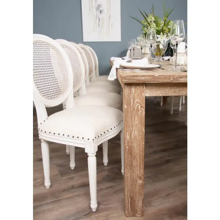 3m Reclaimed Teak Mexico Dining Table with 10 Ellena Chairs & 2 Armchairs  - 1