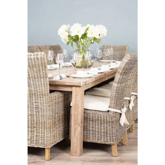 3m Reclaimed Teak Mexico Dining Table with 10 Latifa Chairs & 2 Armchairs  - 4