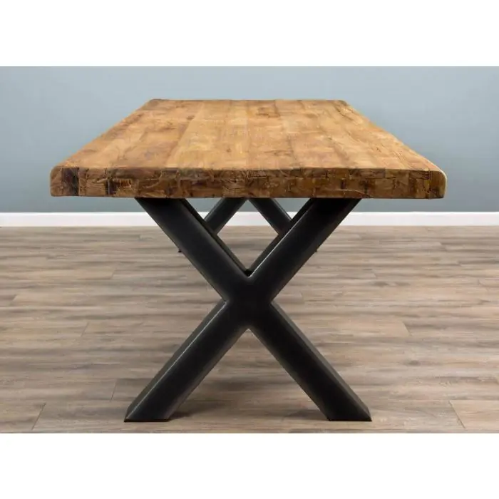 3m Reclaimed Teak Urban Fusion Dining Table with 1 Backless Bench and 5 Zorro Chairs - 12