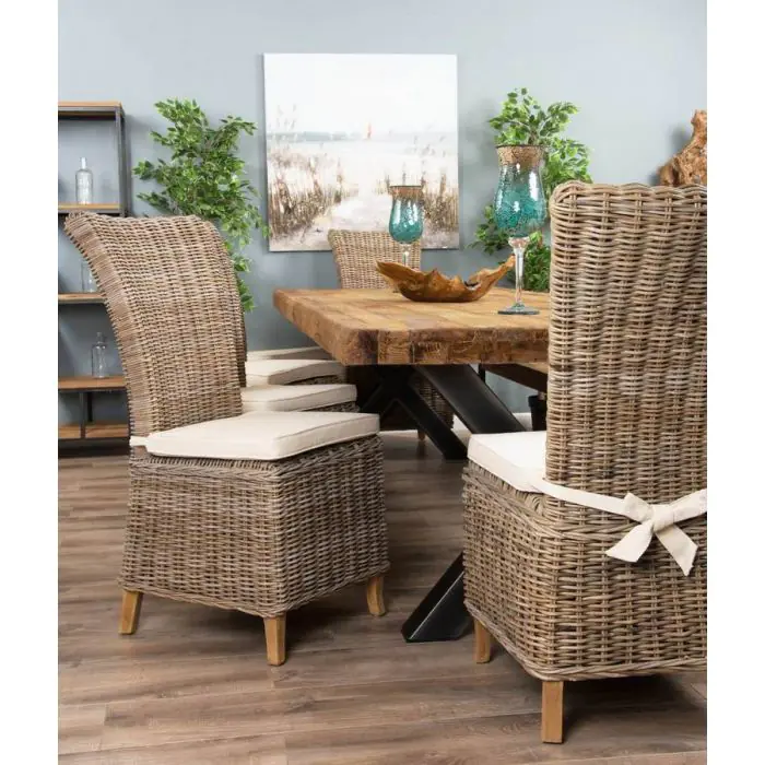 3m Reclaimed Teak Urban Fusion Dining Table with 1 Backless Bench and 4 Latifa Chairs  - 7