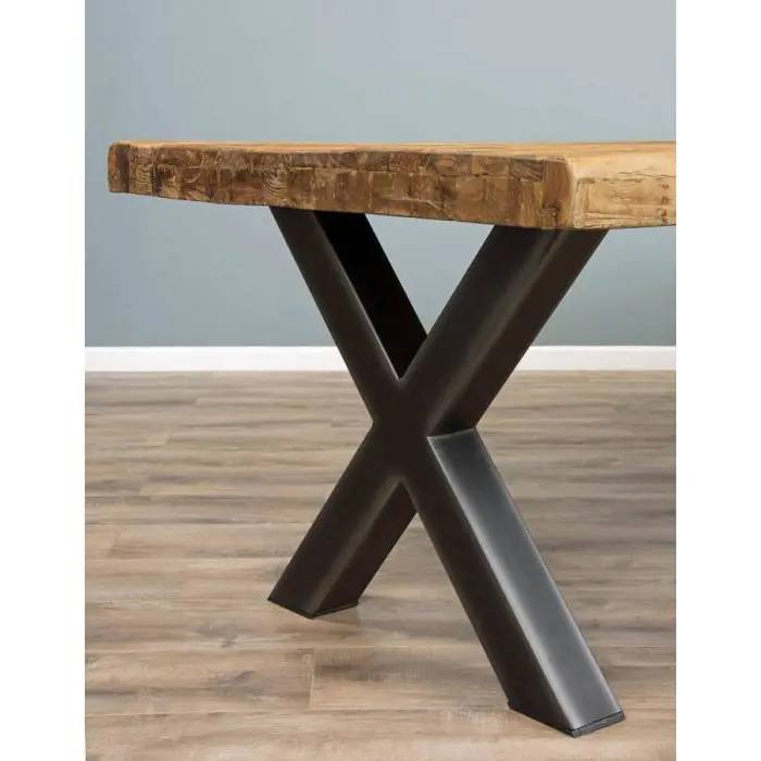 3m Reclaimed Teak Urban Fusion Dining Table with 1 Backless Bench and 5 Zorro Chairs - 20