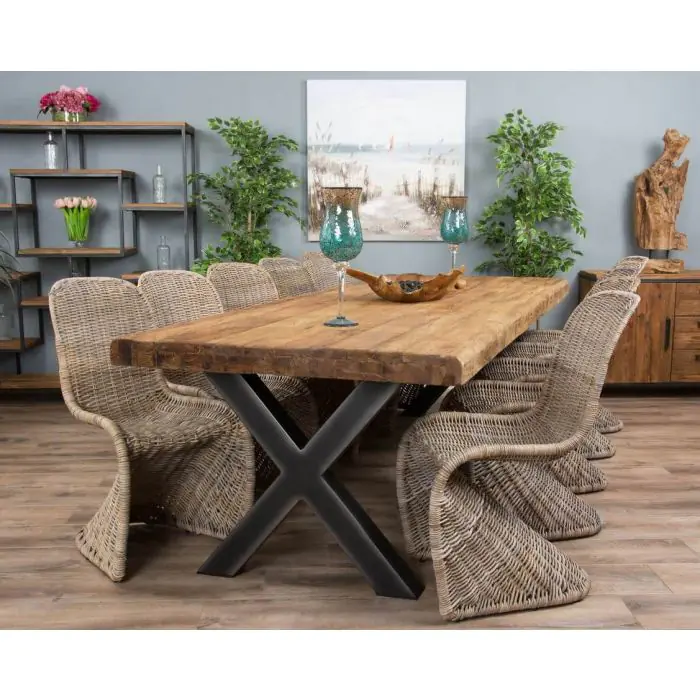 3m Reclaimed Teak Urban Fusion Dining Table with 10 Zorro Chairs - 4