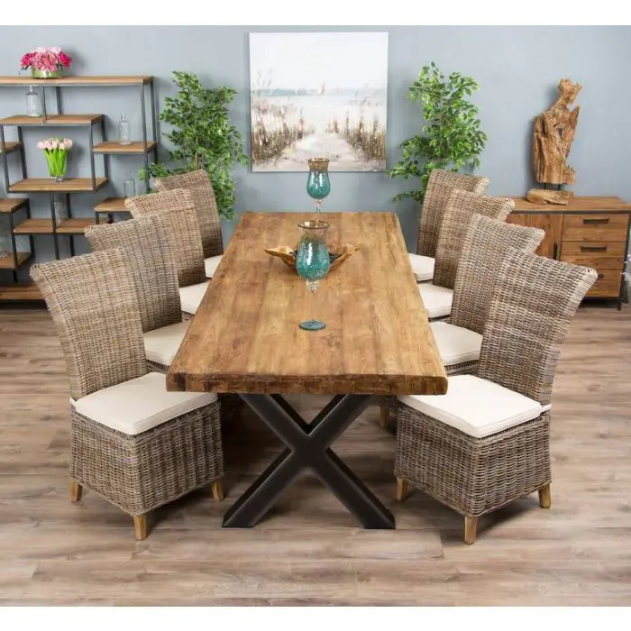 3m Reclaimed Teak Urban Fusion Dining Table with 8 Latifa Chairs  - 4