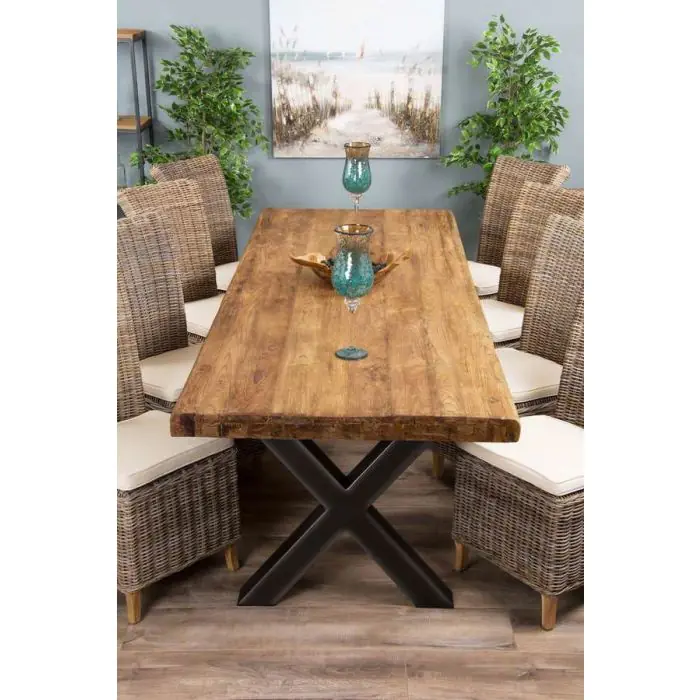 3m Reclaimed Teak Urban Fusion Dining Table with 8 Latifa Chairs  - 1
