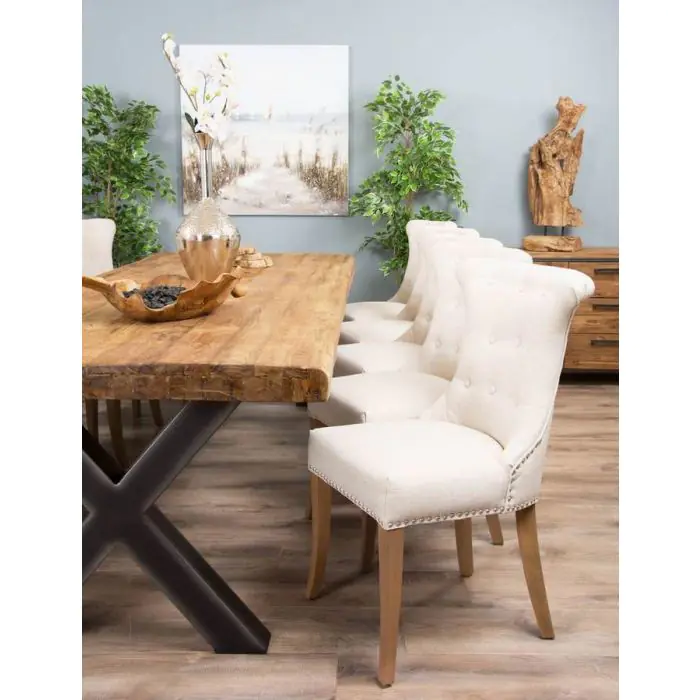 3m Reclaimed Teak Urban Fusion Dining Table with 10 Windsor Ring Back Chairs  - 5
