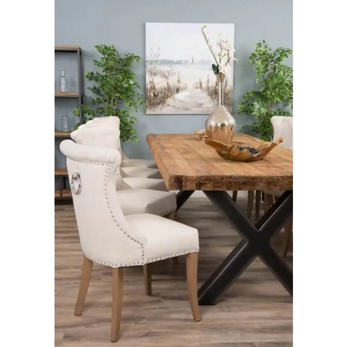 3m Reclaimed Teak Urban Fusion Dining Table with 10 Windsor Ring Back Chairs  - 1