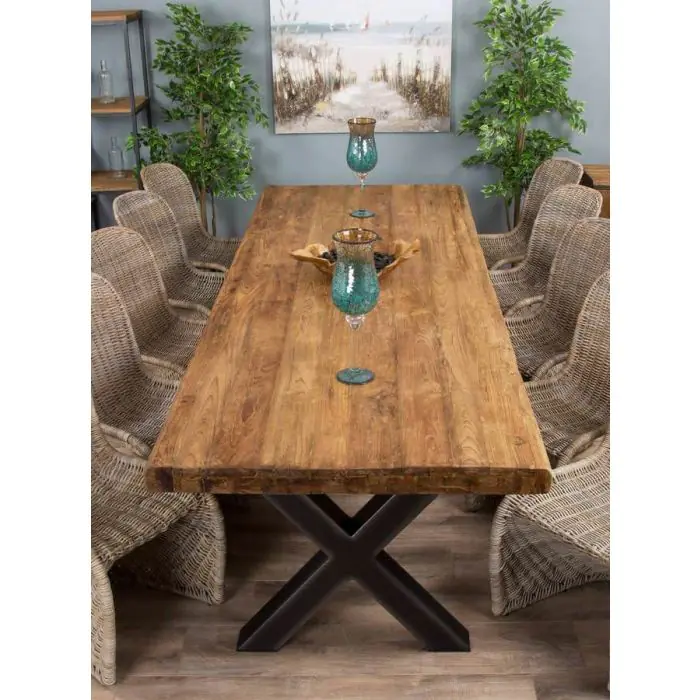 3m Reclaimed Teak Urban Fusion Dining Table with 10 Zorro Chairs - 2