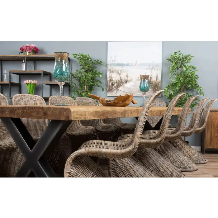 3m Reclaimed Teak Urban Fusion Dining Table with 10 Zorro Chairs - 9